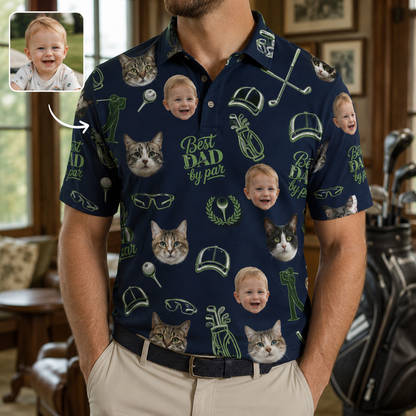 Custom Photo Best Cat Dad Polo Shirt, Personalized Polo Shirt For Husband Dad Grandfather TOM99
