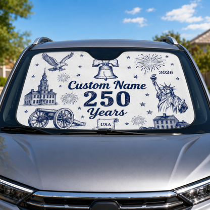 Personalized Dad America Car Windshield Sun Shade, Custom Car Sun Shade for Dad, Gift For Dad TOM99