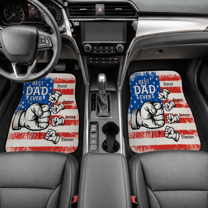 Personalized Dad Punch Flannel Car Floor Mats, Custom Dad Floor Mats, Gift For Dad TOM99