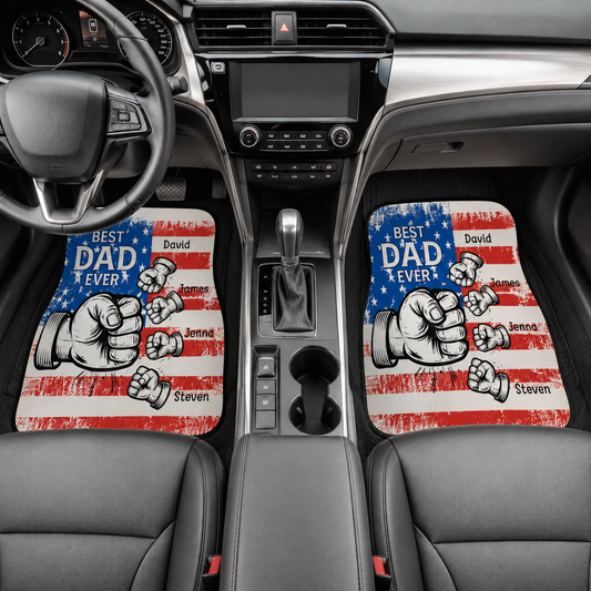 Personalized Dad Punch Flannel Car Floor Mats, Custom Dad Floor Mats, Gift For Dad TOM99