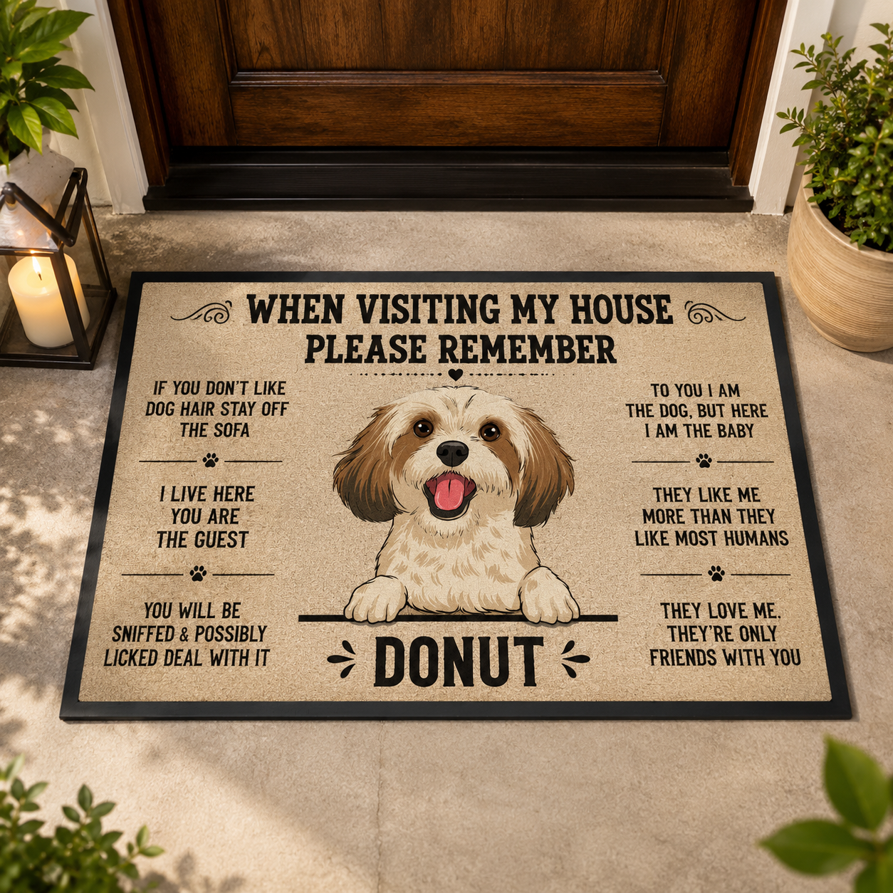 Custom Photo Dog Rule Doormat | Photo Pet Doormat | Gift For Dog Lovers