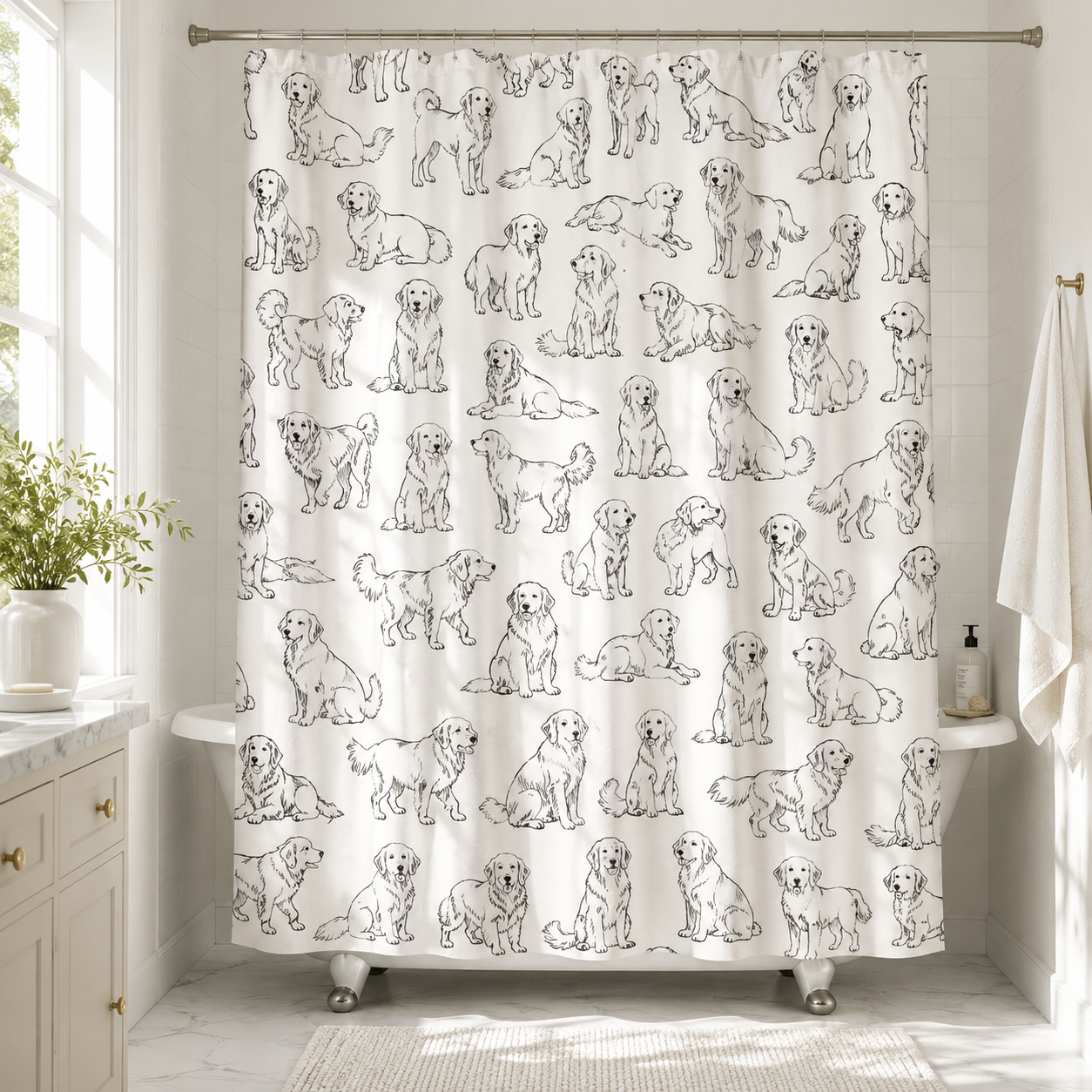 Custom Photo Dog Shower Curtain | Gift For Dog Lovers