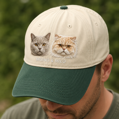 Custom Photo Cat Embroidered Hat | Gift For Cat Lovers Pa99