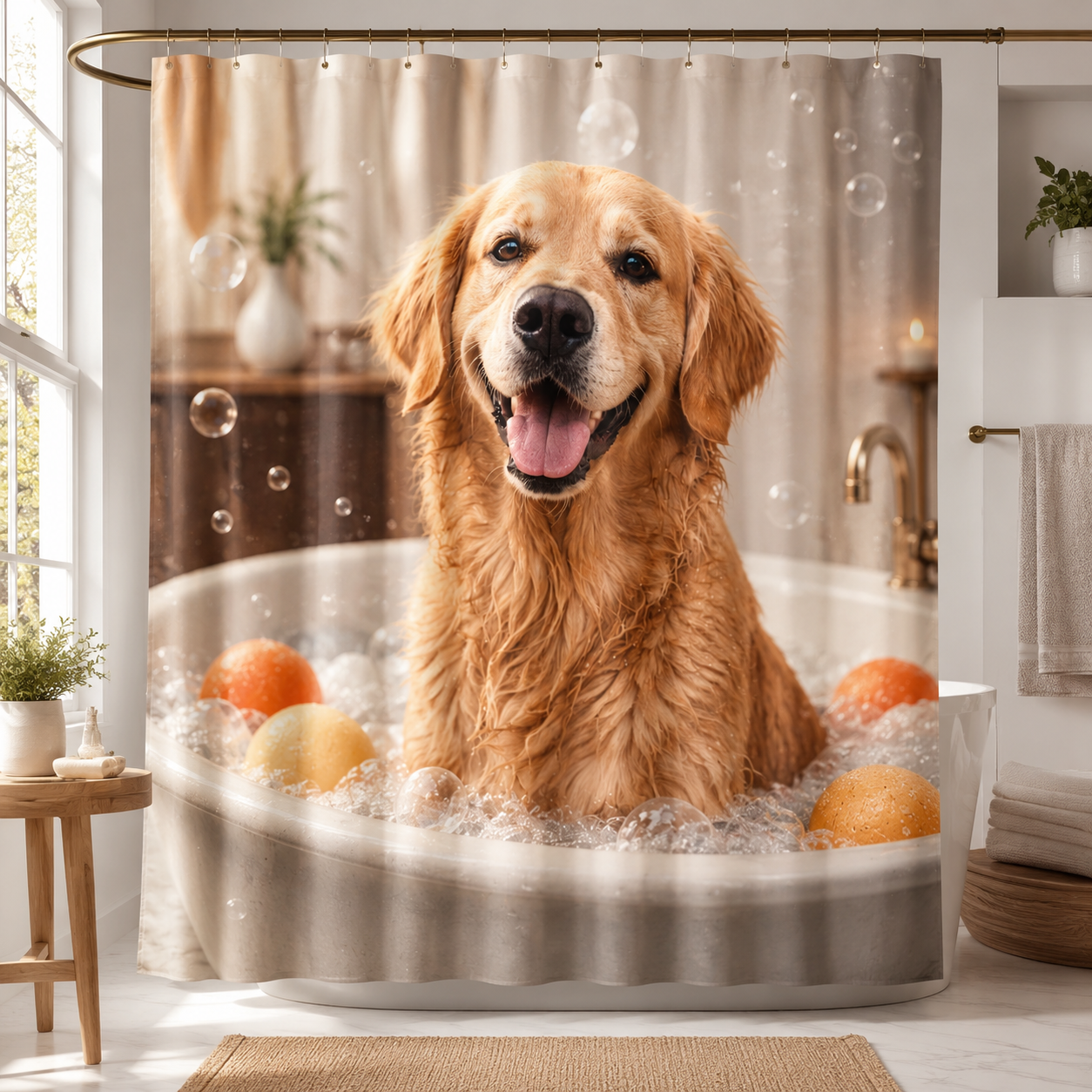 Custom Photo Dog Shower Curtain | Gift For Dog Lovers