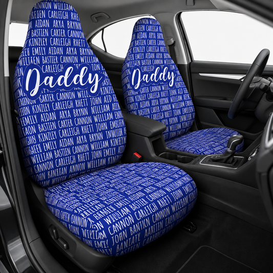 Personalized Daddy Portrait Car Seat Cover, Custom Dad Seat Protector, Gift For Dad TOM99