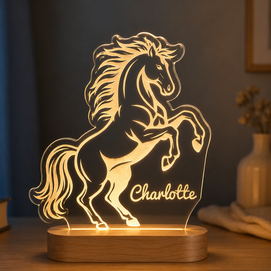 Custom Photo True Horse Wooden Led Light | Personalized Horse Photo Wooden Led Light | Gift For Horse Lovers TOM99