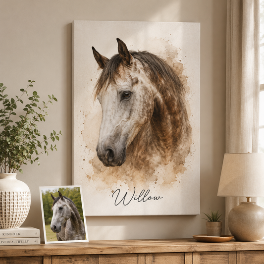 Custom Photo Horse Wall Art Canvas | Personalized Horse Photo Canvas | Gift For Horse Lovers TOM99