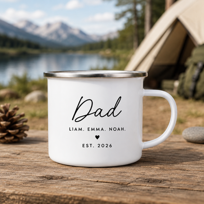 Personalized Dad Crew Camp Mug 12oz, Custom Dad Enamel Cup, Gift For Dad TOM99