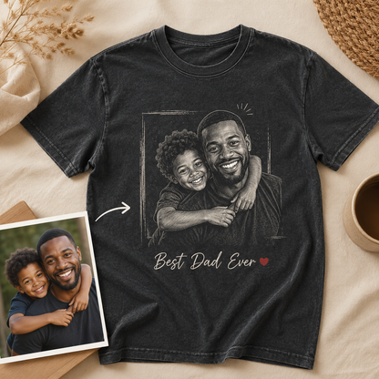 Custom My Dad Photo Wash T-Shirt, Personalized Dad Gifts | Gift For Dad TOM99