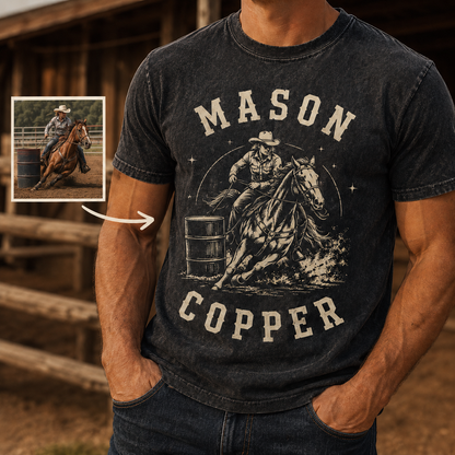 Custom Photo Ride Horse Wash T-Shirt | Personalized Horse Lover Shirt | Gift For Horse Lovers TOM99