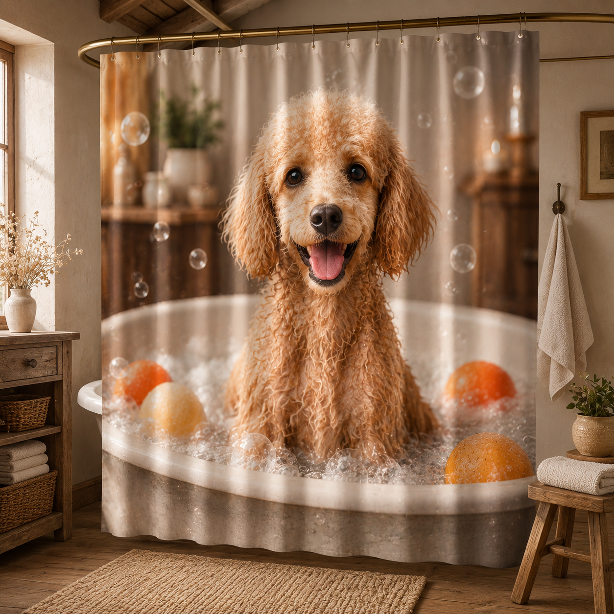 Custom Photo Dog Shower Curtain | Gift For Dog Lovers
