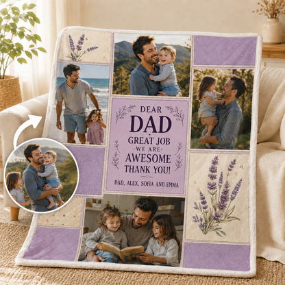 Custom Dear My Dad Photo Blanket, Personalized Dad Gifts | Gift For Dad TOM99