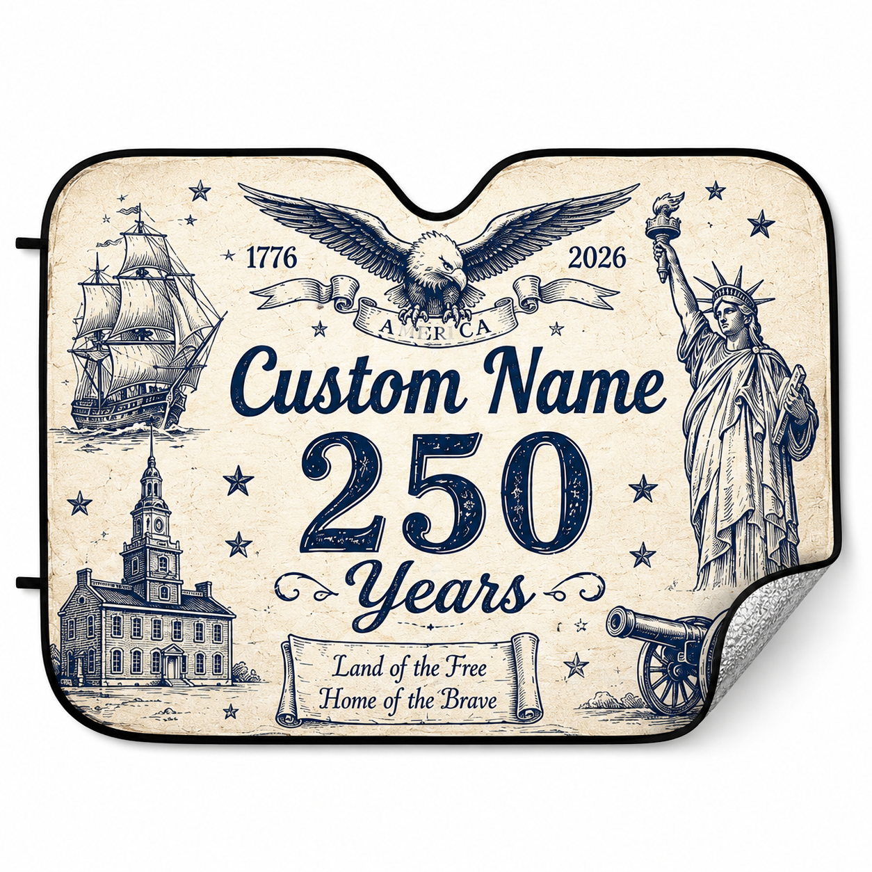 Personalized Dad America Car Windshield Sun Shade, Custom Car Sun Shade for Dad, Gift For Dad TOM99