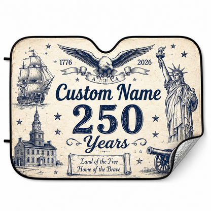 Personalized Dad America Car Windshield Sun Shade, Custom Car Sun Shade for Dad, Gift For Dad TOM99