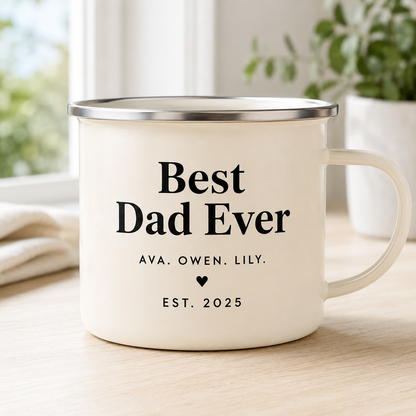 Personalized Dad Crew Camp Mug 12oz, Custom Dad Enamel Cup, Gift For Dad TOM99