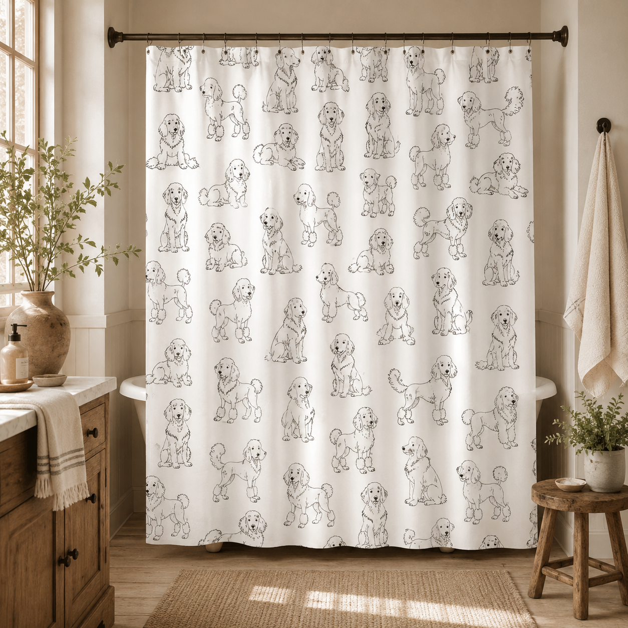 Custom Photo Dog Shower Curtain | Gift For Dog Lovers