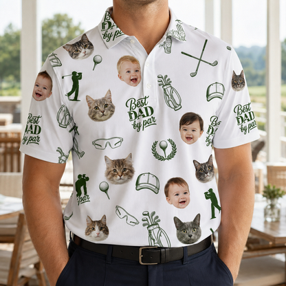 Custom Photo Best Cat Dad Polo Shirt, Personalized Polo Shirt For Husband Dad Grandfather TOM99