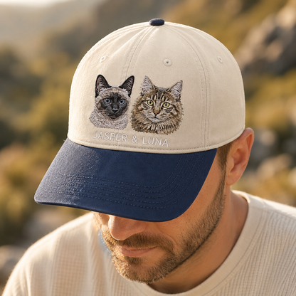 Custom Photo Cat Embroidered Hat | Gift For Cat Lovers Pa99