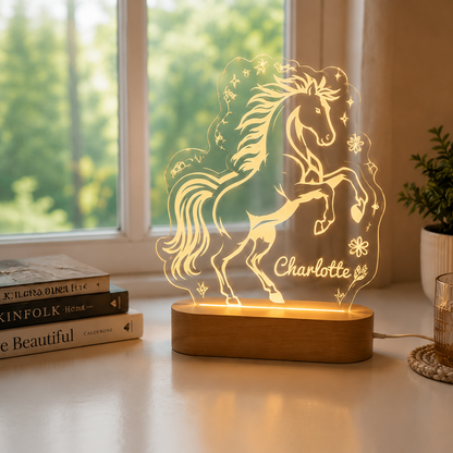 Custom Photo True Horse Wooden Led Light | Personalized Horse Photo Wooden Led Light | Gift For Horse Lovers TOM99