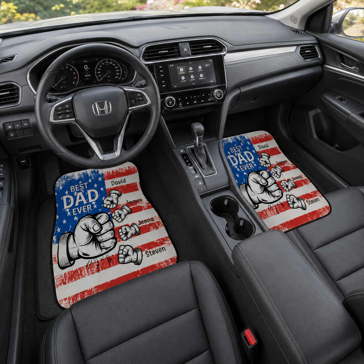 Personalized Dad Punch Flannel Car Floor Mats, Custom Dad Floor Mats, Gift For Dad TOM99