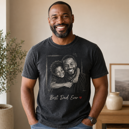 Custom My Dad Photo Wash T-Shirt, Personalized Dad Gifts | Gift For Dad TOM99