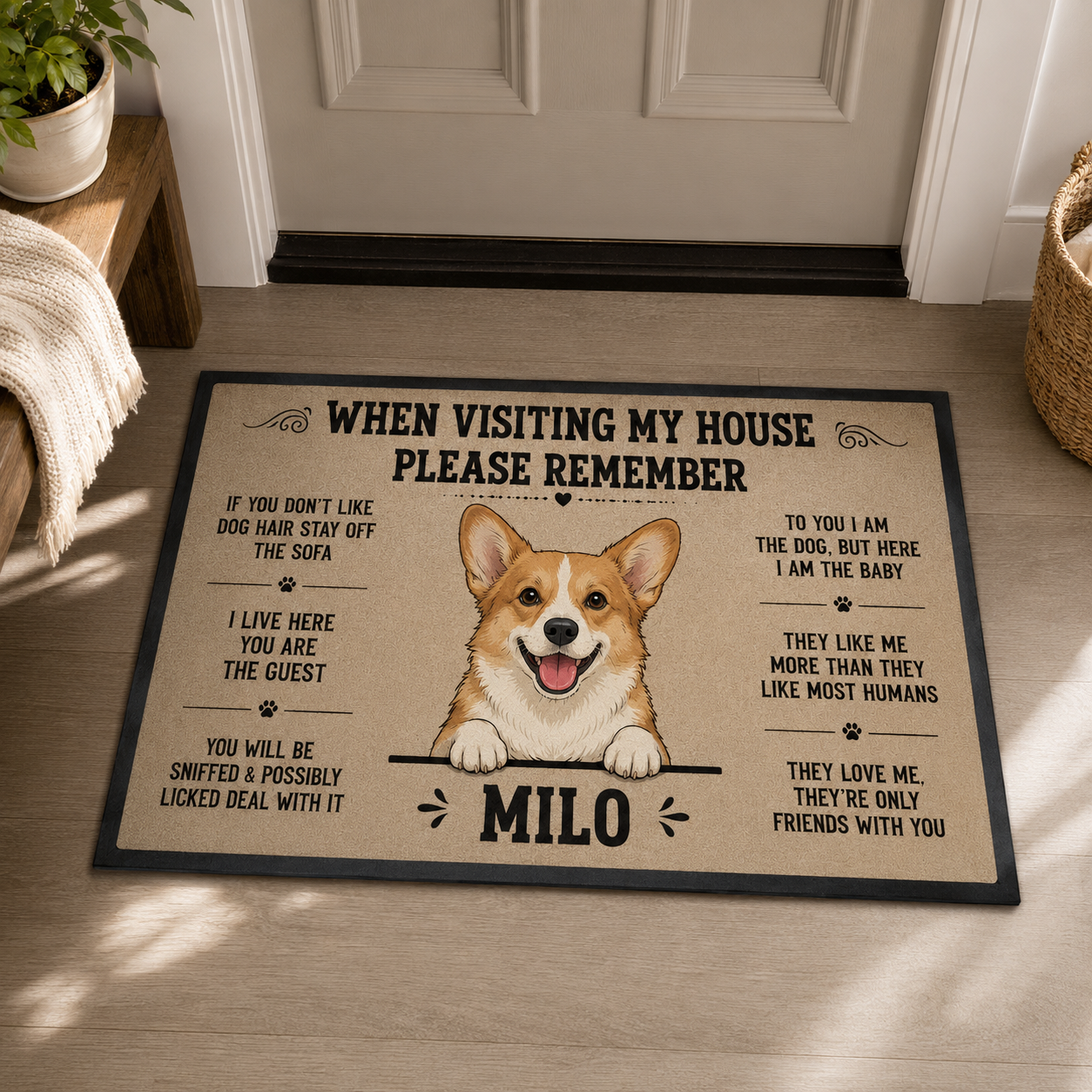 Custom Photo Dog Rule Doormat | Photo Pet Doormat | Gift For Dog Lovers