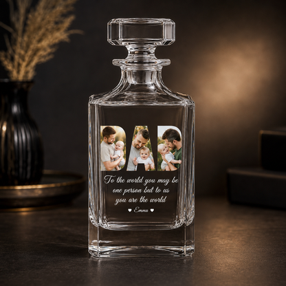 Custom Photo Dad Whiskey Decanter Set | Personalized Gift For Dad | Father's Day Gifts