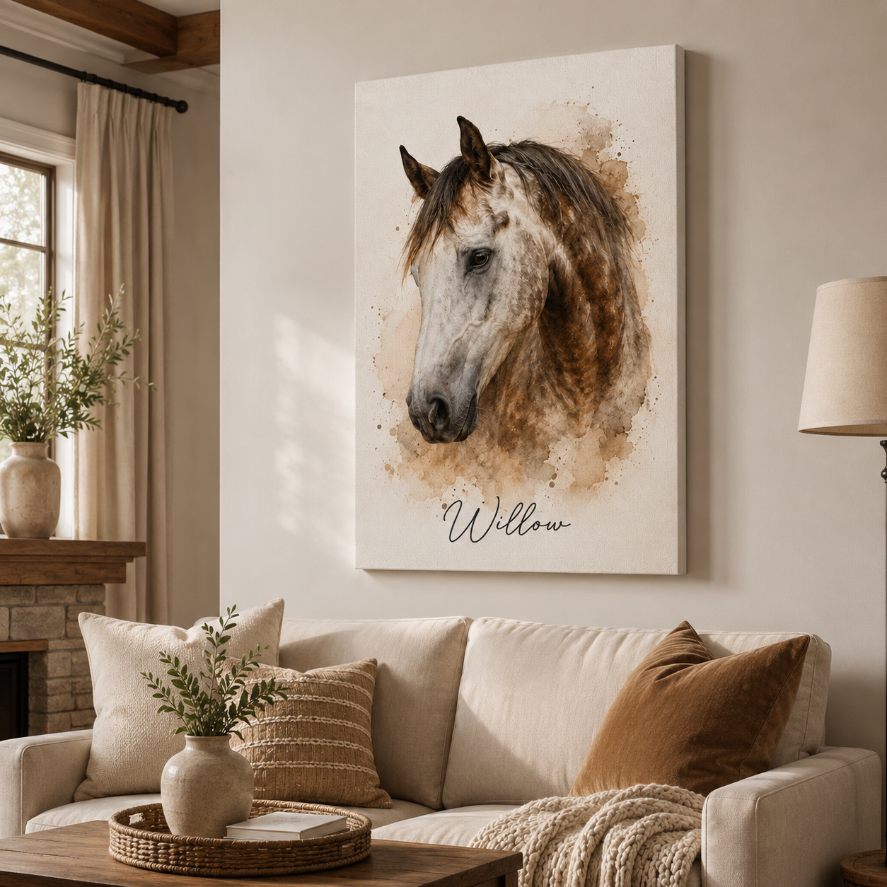 Custom Photo Horse Wall Art Canvas | Personalized Horse Photo Canvas | Gift For Horse Lovers TOM99