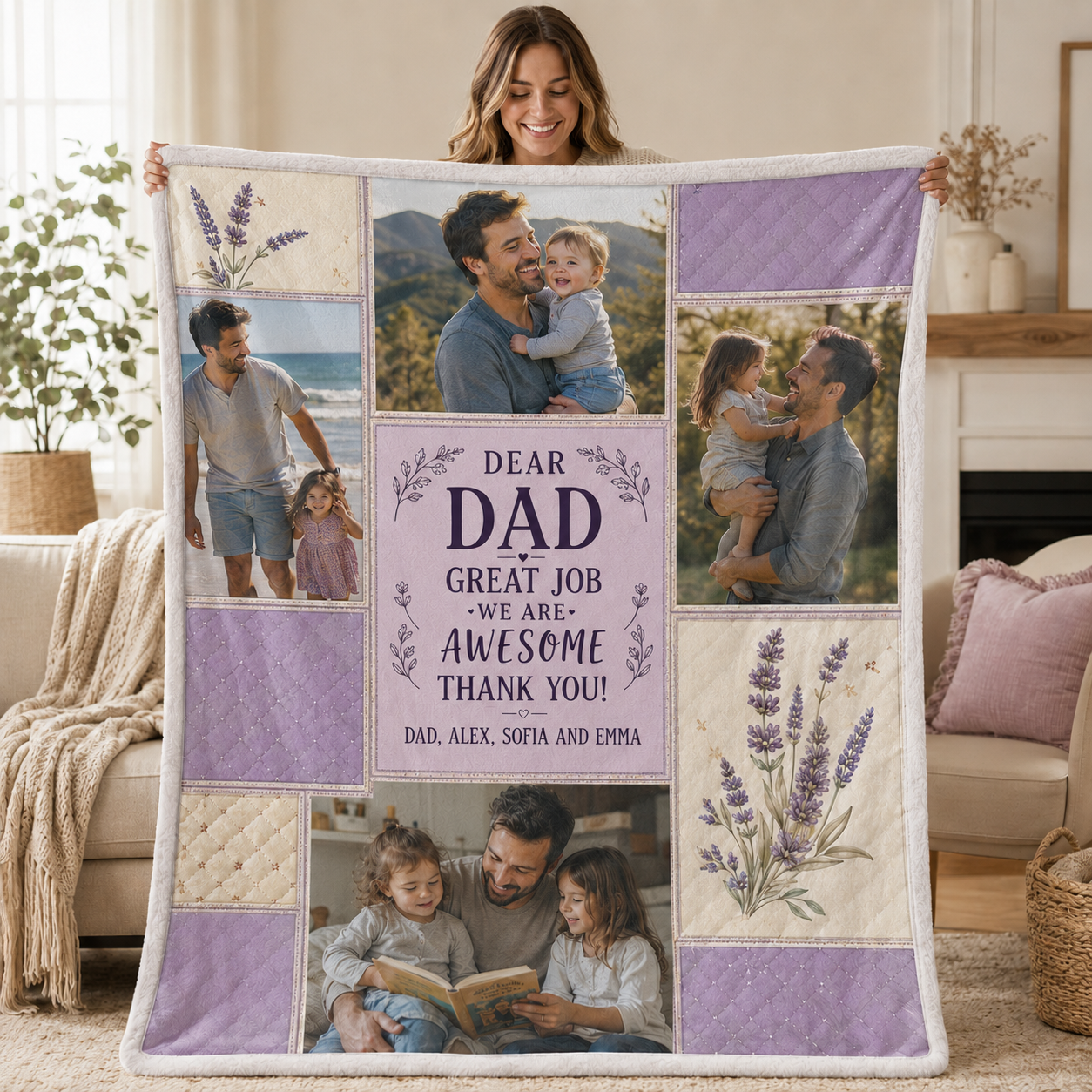 Custom Dear My Dad Photo Blanket, Personalized Dad Gifts | Gift For Dad TOM99