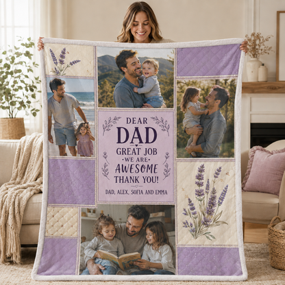 Custom Dear My Dad Photo Blanket, Personalized Dad Gifts | Gift For Dad TOM99