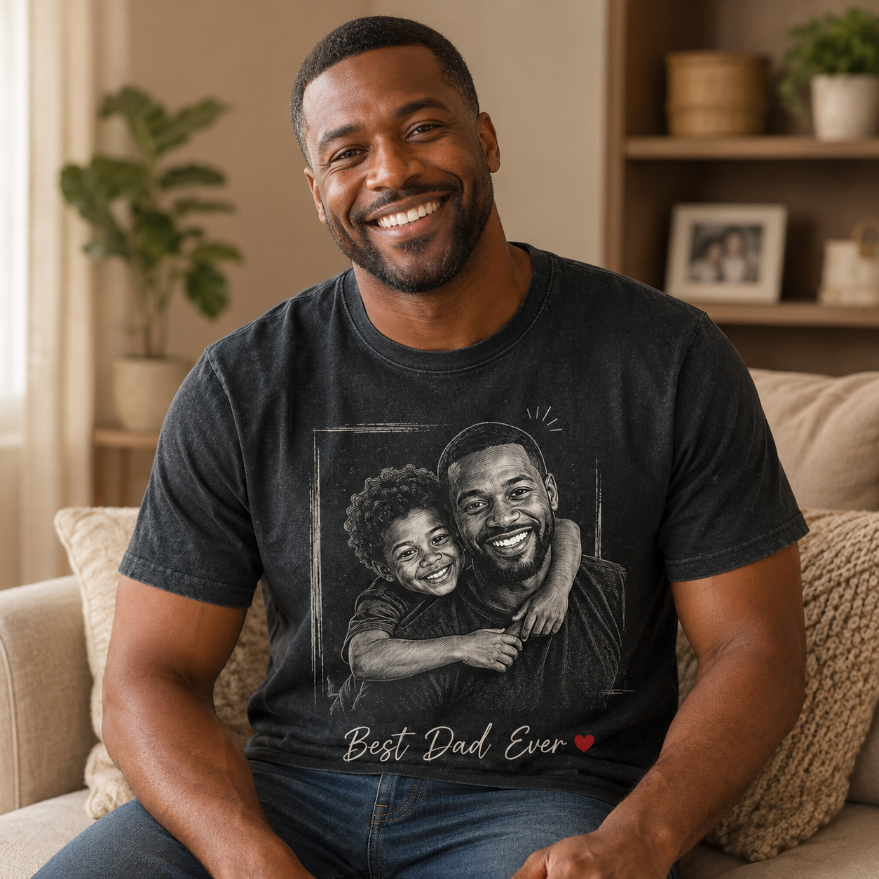 Custom My Dad Photo Wash T-Shirt, Personalized Dad Gifts | Gift For Dad TOM99