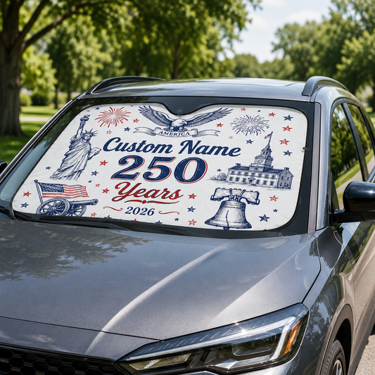 Personalized Dad America Car Windshield Sun Shade, Custom Car Sun Shade for Dad, Gift For Dad TOM99