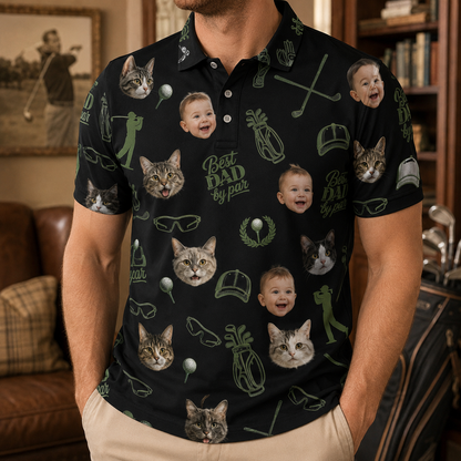 Custom Photo Best Cat Dad Polo Shirt, Personalized Polo Shirt For Husband Dad Grandfather TOM99