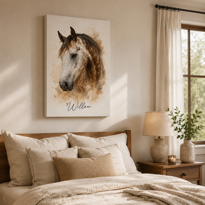 Custom Photo Horse Wall Art Canvas | Personalized Horse Photo Canvas | Gift For Horse Lovers TOM99