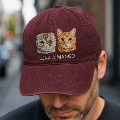 Custom Photo Cat Embroidered Hat | Gift For Cat Lovers Pa99