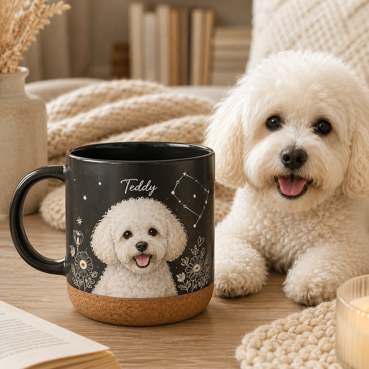 Custom Photo Dog Mom 12oz Cork Mug | Gift For Dog Lovers | Pet Lover Gifts TOM99