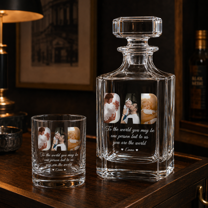 Custom Photo Dad Whiskey Decanter Set | Personalized Gift For Dad | Father's Day Gifts
