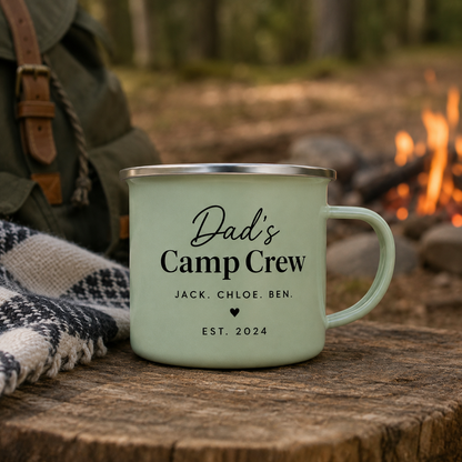 Personalized Dad Crew Camp Mug 12oz, Custom Dad Enamel Cup, Gift For Dad TOM99