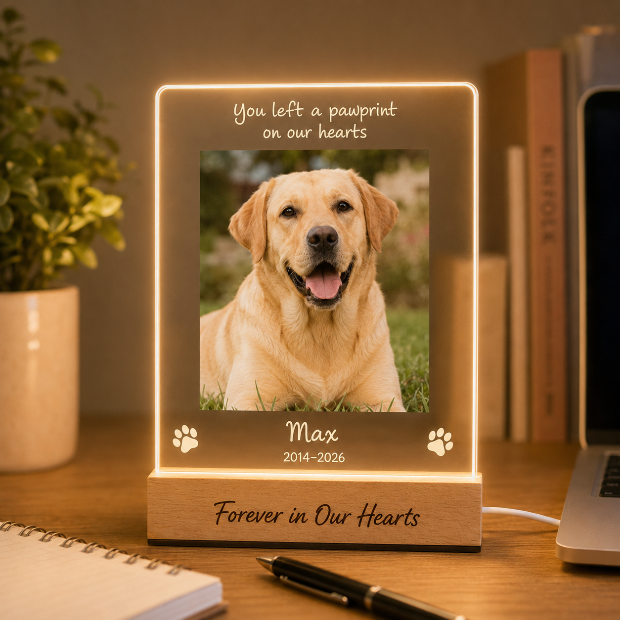 Custom Photo Dog Wooden LED Light | Personalized Dog Photo LED Night Light | Pet Loss Sympathy Gift TOM99