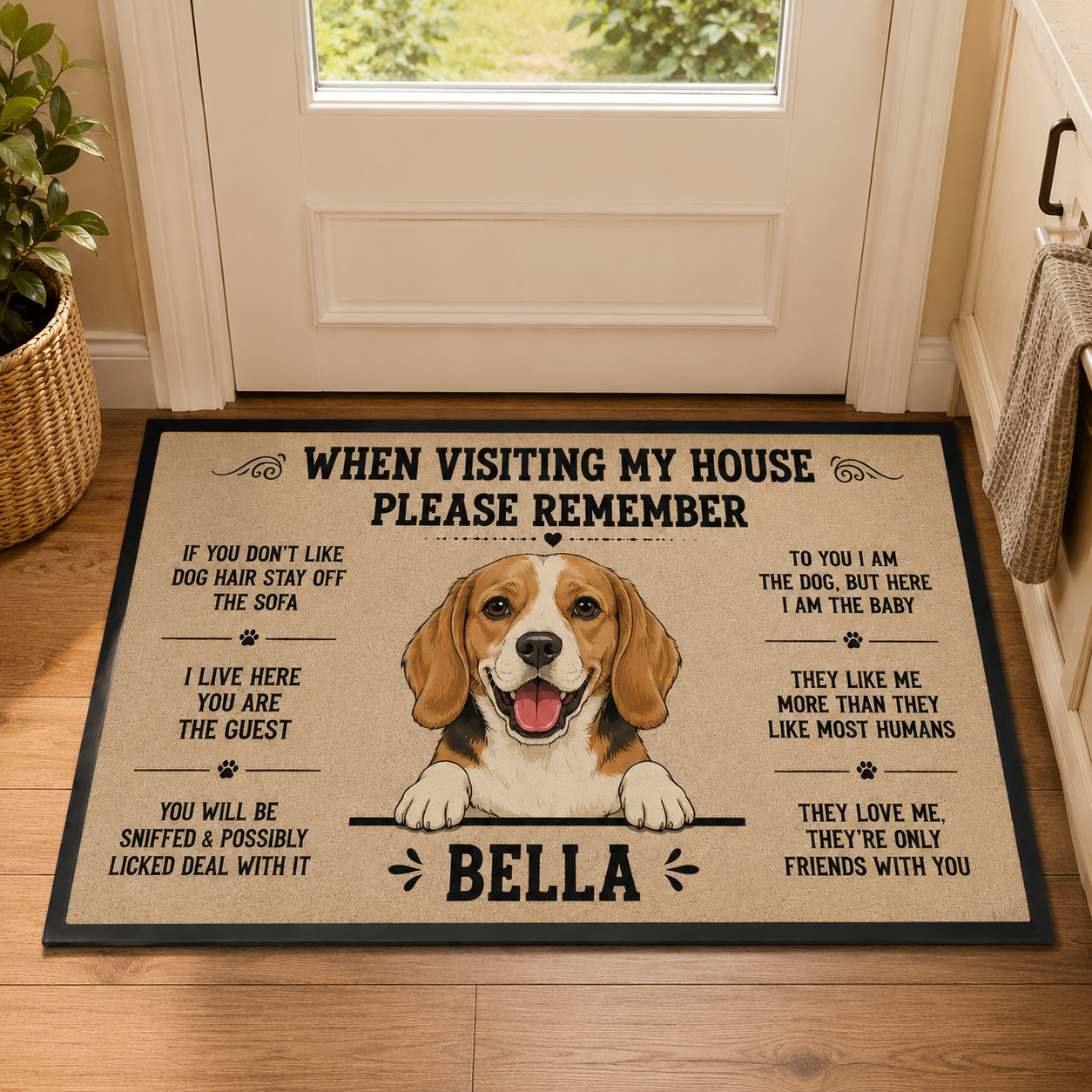 Custom Photo Dog Rule Doormat | Photo Pet Doormat | Gift For Dog Lovers