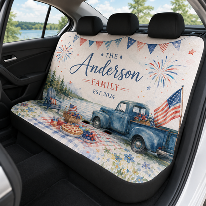Personalized Dad USA Car Rear Seat Cover, Custom Back Seat Protector For Dad, Gift For Dad TOM99