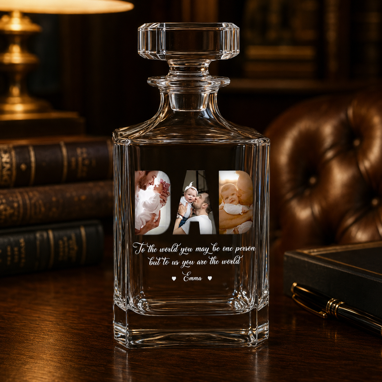 Custom Photo Dad Whiskey Decanter Set | Personalized Gift For Dad | Father's Day Gifts