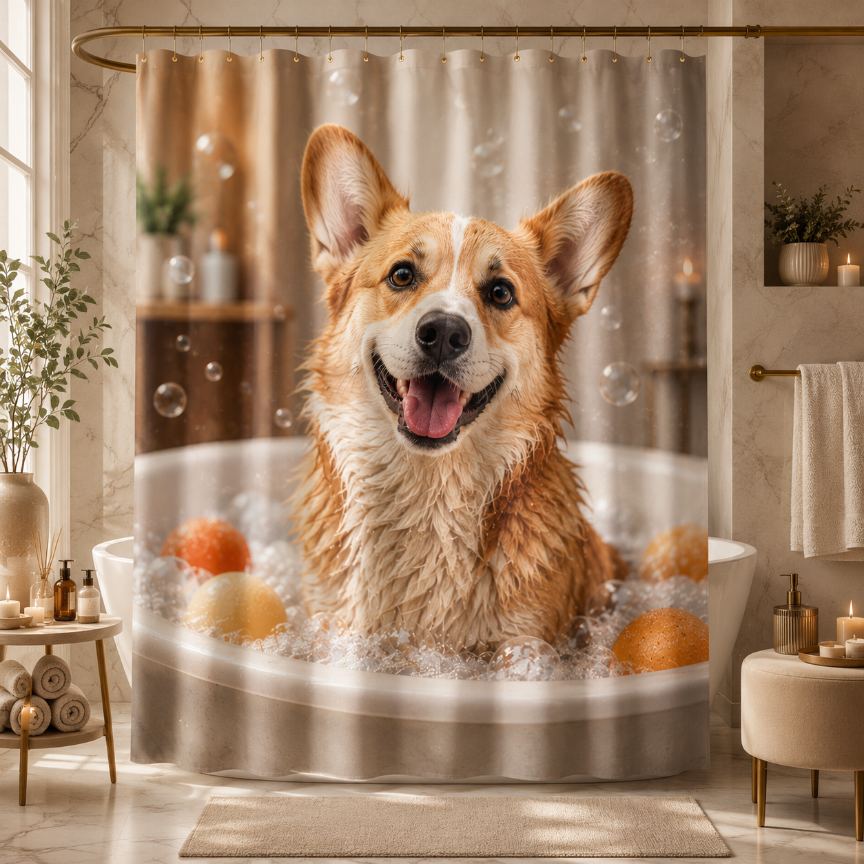 Custom Photo Dog Shower Curtain | Gift For Dog Lovers