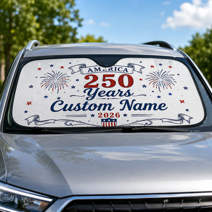 Personalized Dad America Car Windshield Sun Shade, Custom Car Sun Shade for Dad, Gift For Dad TOM99