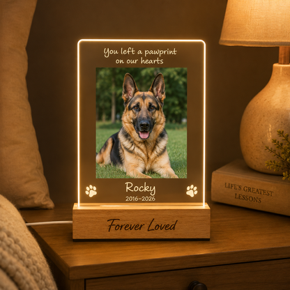 Custom Photo Dog Wooden LED Light | Personalized Dog Photo LED Night Light | Pet Loss Sympathy Gift TOM99