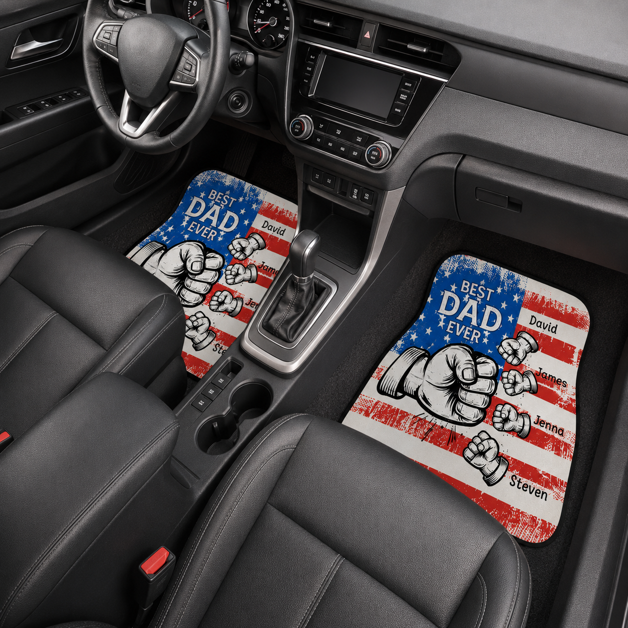 Personalized Dad Punch Flannel Car Floor Mats, Custom Dad Floor Mats, Gift For Dad TOM99