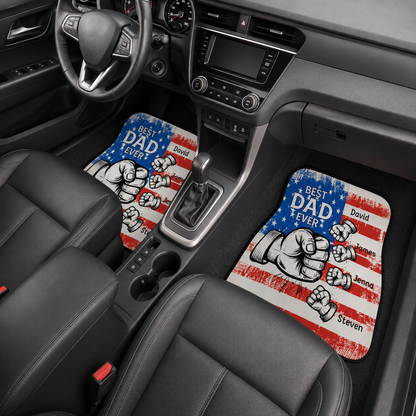 Personalized Dad Punch Flannel Car Floor Mats, Custom Dad Floor Mats, Gift For Dad TOM99
