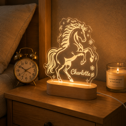 Custom Photo True Horse Wooden Led Light | Personalized Horse Photo Wooden Led Light | Gift For Horse Lovers TOM99