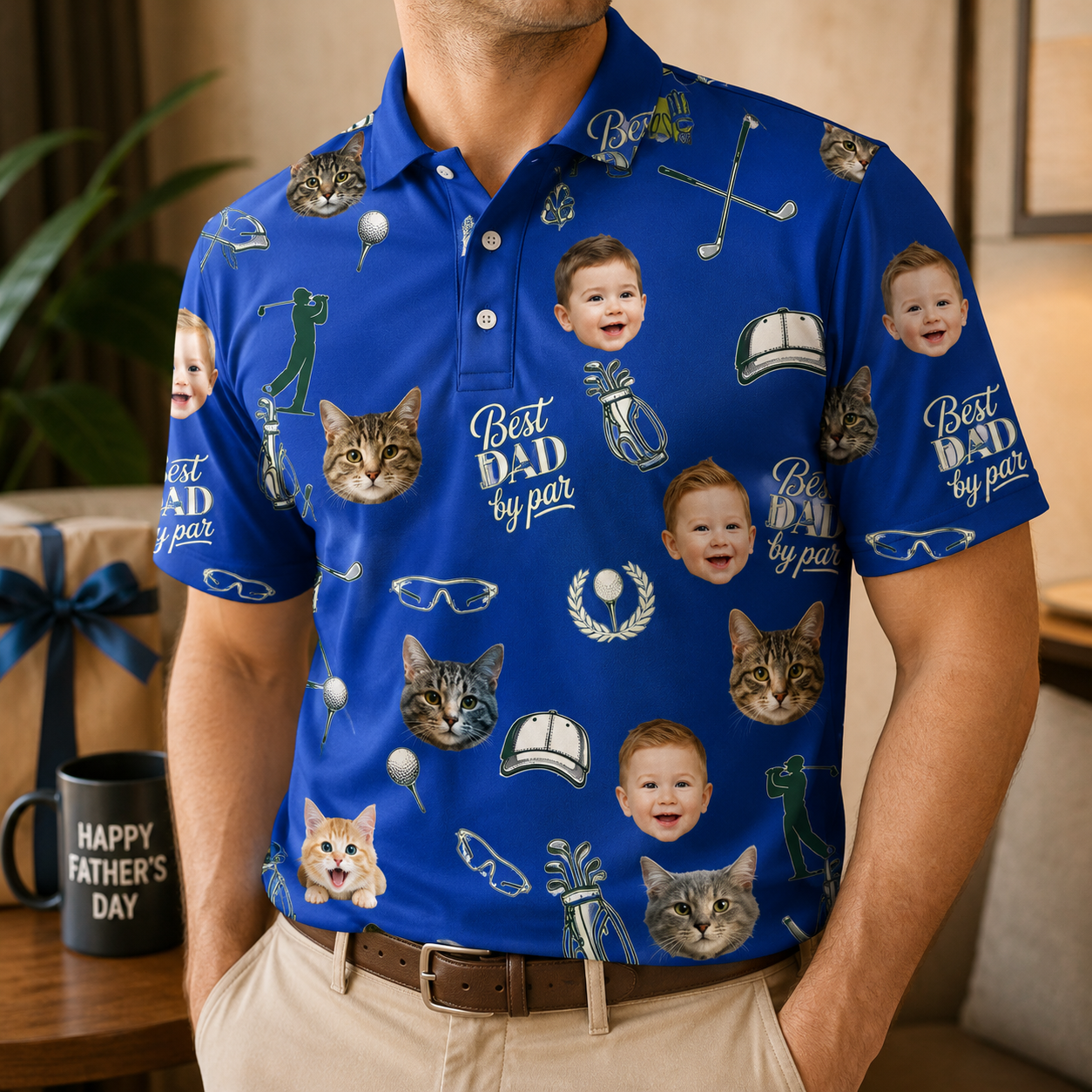 Custom Photo Best Cat Dad Polo Shirt, Personalized Polo Shirt For Husband Dad Grandfather TOM99