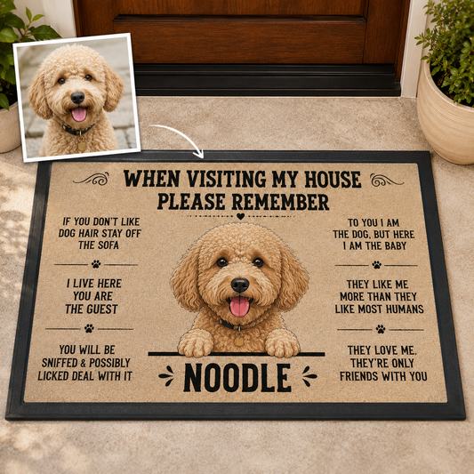 Custom Photo Dog Rule Doormat | Photo Pet Doormat | Gift For Dog Lovers